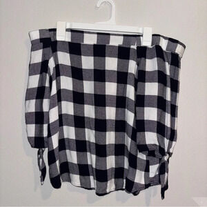OFF THE SHOULDER BUFFALO CHECK TOP L
